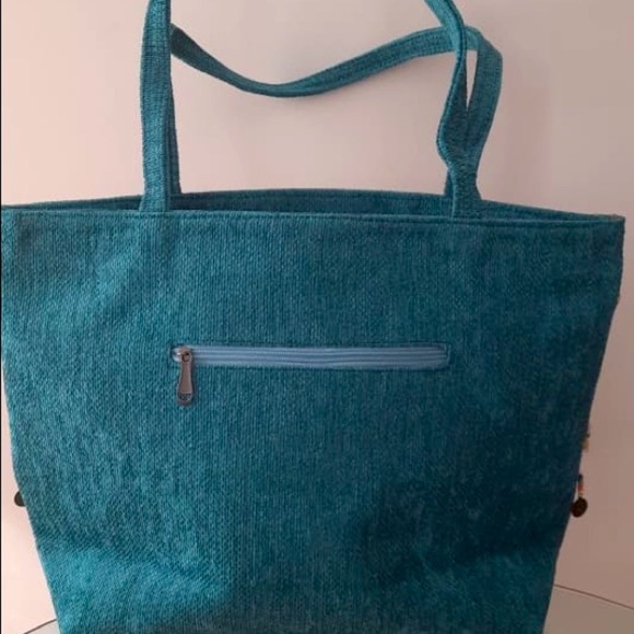 New embroidery & beads tote shoulder handbag linen - Picture 2 of 6